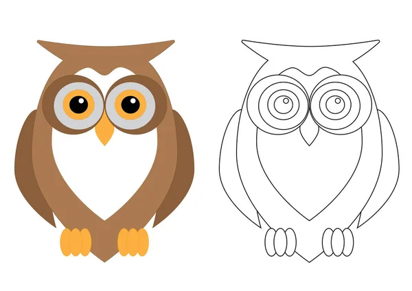 Oiseau Hibou Coloriage Illustration Vectorielle — Image vectorielle