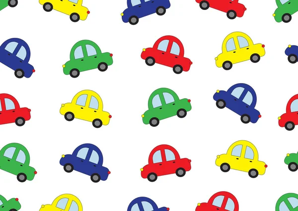 Autos Cartoon Vier Farben Hintergrund Nahtlose Muster Vektorillustration — Stockvektor