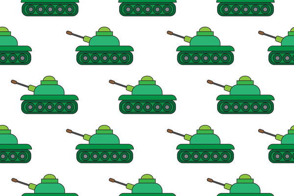 Tanks cartoon background, seamless pattern, vector illustration.