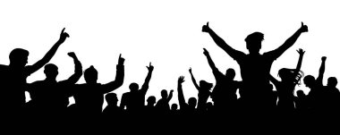 Kalabalık tezahürat silueti. Parti insanları fan spor seyirci