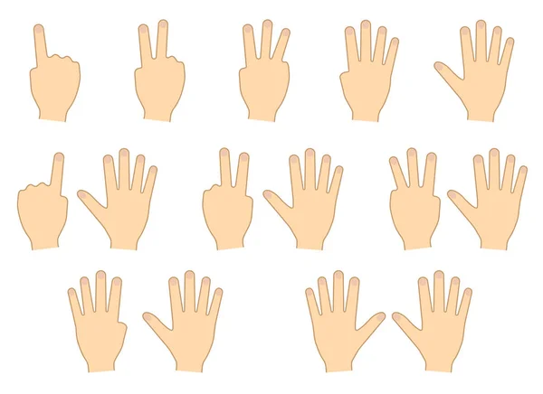 Fingers Hands Counting Education Set Vector Illustration — Stock Vector