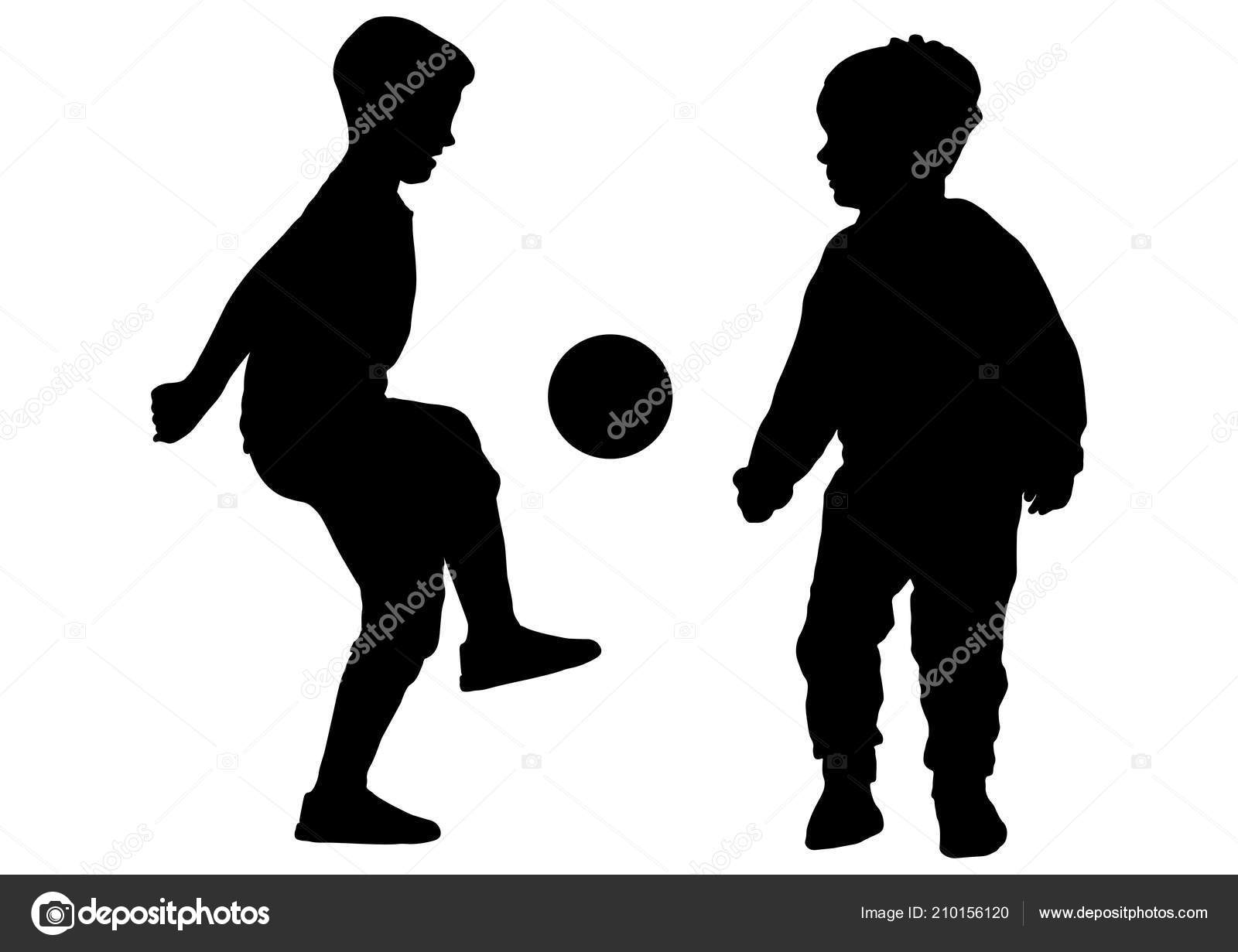 Boys Play Ball Football Silhouette Vector Stock Vector Image By C Irusetka Yandex Ru