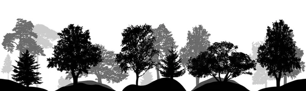 Набор Изолированных Деревьев Силуэтов Векторов — стоковый вектор