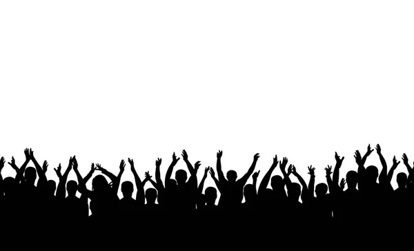 シームレス パターン 拍手群衆の人々 のシルエット 陽気な観衆の喝采 — ストックベクタ