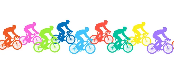 Vzor Bezešvé Cyklisté Siluety Konkurence — Stockový vektor