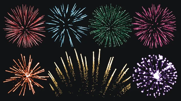 Set Fuochi Artificio Vettore Isolato — Vettoriale Stock