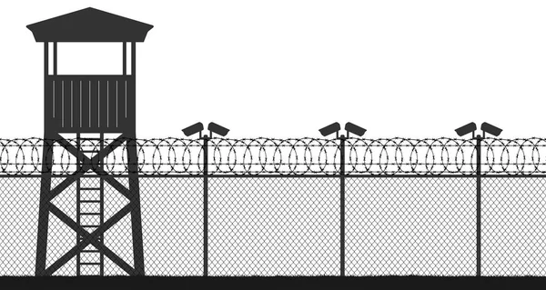 Hapishane Kule Denetim Noktası Koruma Bölge Gözetleme Kulesi Devlet Sınır — Stok Vektör