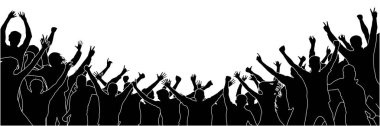 Neşeli insanlar kalabalık alkış, siluet. Parti, alkış. Hayranları dans konser, disko. Yalıtılmış bir grup insan birbirinden
