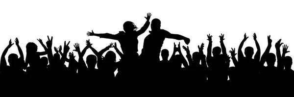 Πλήθος Ανθρώπων Που Χειροκροτούν Διάνυσμα Σιλουέτα Ζευγάρι Ένα Πάρτυ Συναυλιών — Διανυσματικό Αρχείο