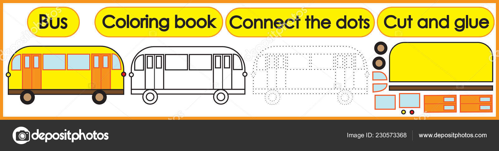 Games Children Coloring Book Connect Dots Cut Glue Bus Cartoon Stock Vector Image by © #230573368 Games Children Coloring Book Connect Dots Cut Glue Bus Cartoon Stock Vector Image by © #230573368