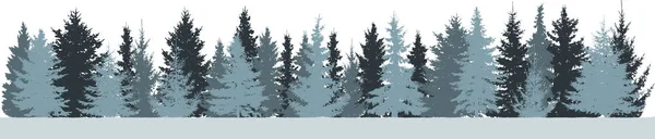 Erdő Silhouette Télen Panoráma Vektoros Illusztráció — Stock Vector