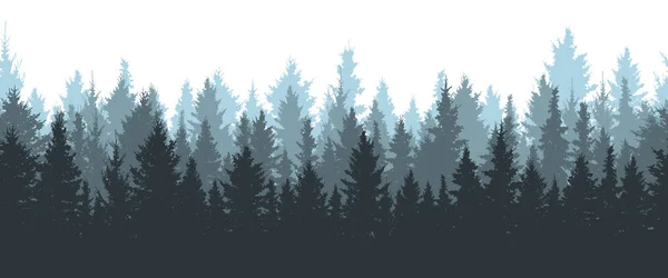 Sorunsuz kış orman, Ladin silüeti. Vektör çizim.