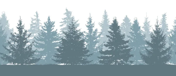 Foresta Senza Soluzione Continuità Inverno Silhouette Abeti Illustrazione Vettoriale — Vettoriale Stock