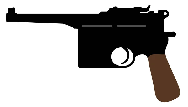 Mauser Pistol Vektor Silhuett Vapen Pistol — Stock vektor
