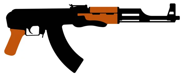Assault Rifle Kalashnikov Machine Gun Silhouette Vector Illustration — Stock Vector