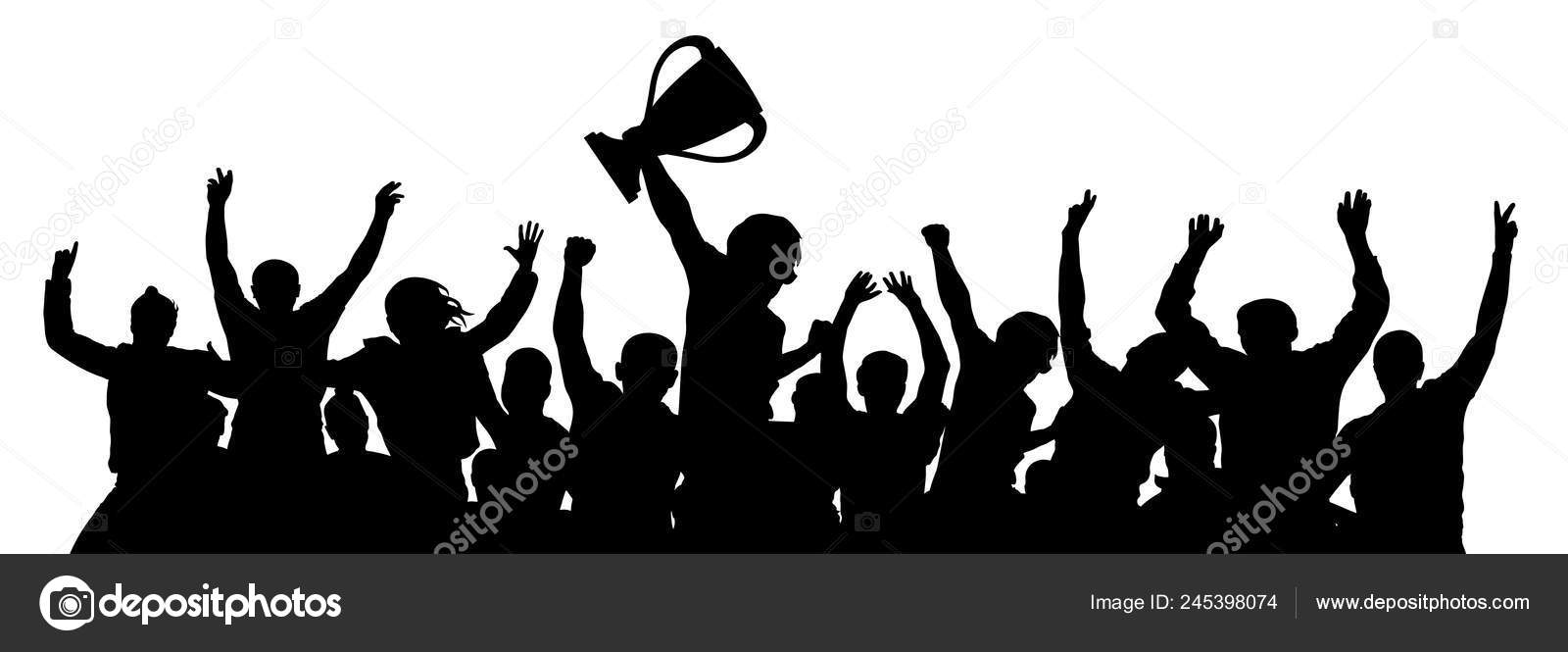 Sports Cup Crowd Fans Vector Silhouette Stock Vector by ©Irusetka