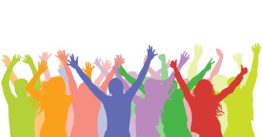 Parti neşeli insanlar (tatil, konser, stadyum ve vb.). 