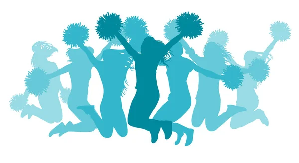 Salto ragazze (cheerleaders) silhouette, isolato . — Vettoriale Stock