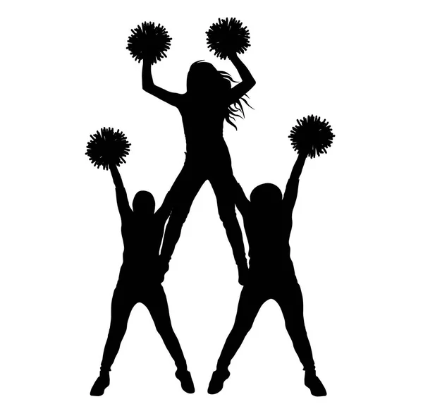 Meisjes van cheerleading vector maakte een piramide silhouet geïsoleerd, — Stockvector