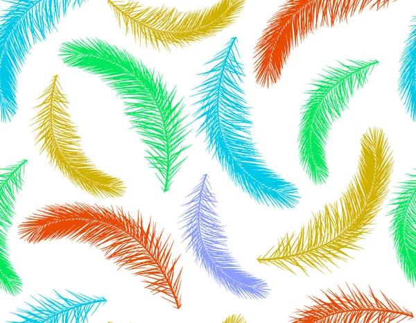 Patrón sin costuras de hojas coloridas de silueta de palmera. Ilustración vectorial — Vector de stock