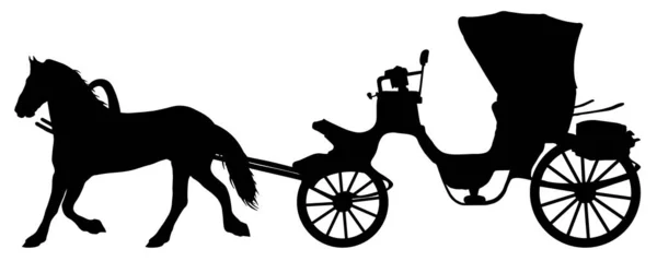 Silueta de carro de caballo. Carro de caballo vector — Vector de stock