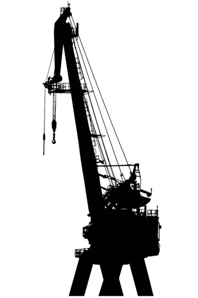 Port kraan lift silhouet. Geïsoleerd op een witte achtergrond — Stockvector