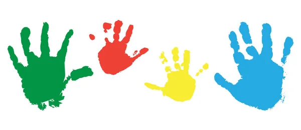 孩子的手印 一套五颜六色的手掌心 矢量说明 — 图库矢量图片