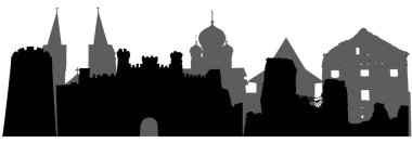 Belarus 'un simgeleri, siluetler. Vektör illüstrasyonu