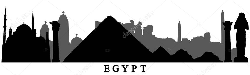 Country Egypt, silhouettes of buildings of Egypt. Vector illustration