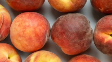 Şeftali meyvelerinin arka planı yakın plan, üst görünüm