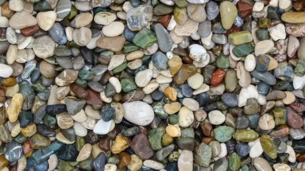 海滩顶上的彩色卵石，旋转着. — 图库视频影像