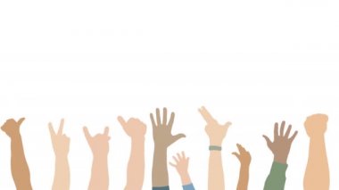 Kalabalıktan insan elleri yukarı. Ellerinizi kaldırın, canlanın..