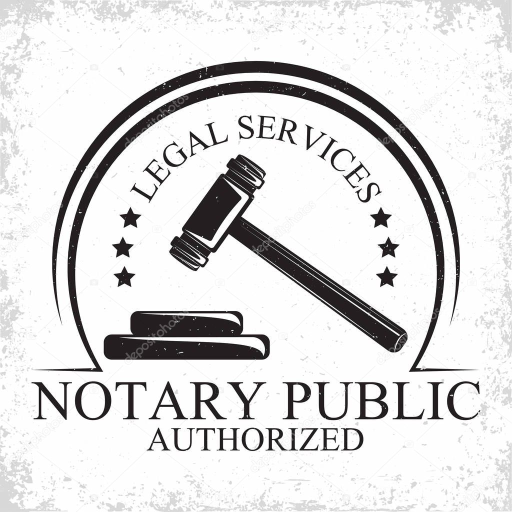 Law firm logo design, emblem of lawyer agency or notary, vintage court logo or typography emblem, Vector