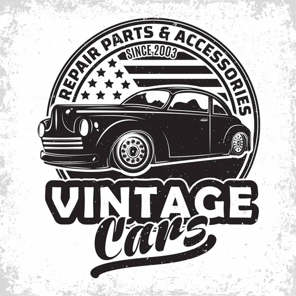 Vintage hot rod emblema design —  Vetores de Stock