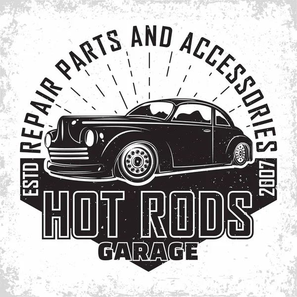 Vintage hot rod emblema di design — Vettoriale Stock