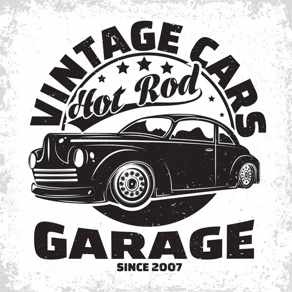 Vintage hot rod emblema design —  Vetores de Stock