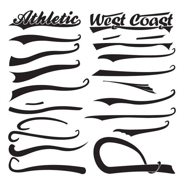 Monochroom swooshes set — Stockvector