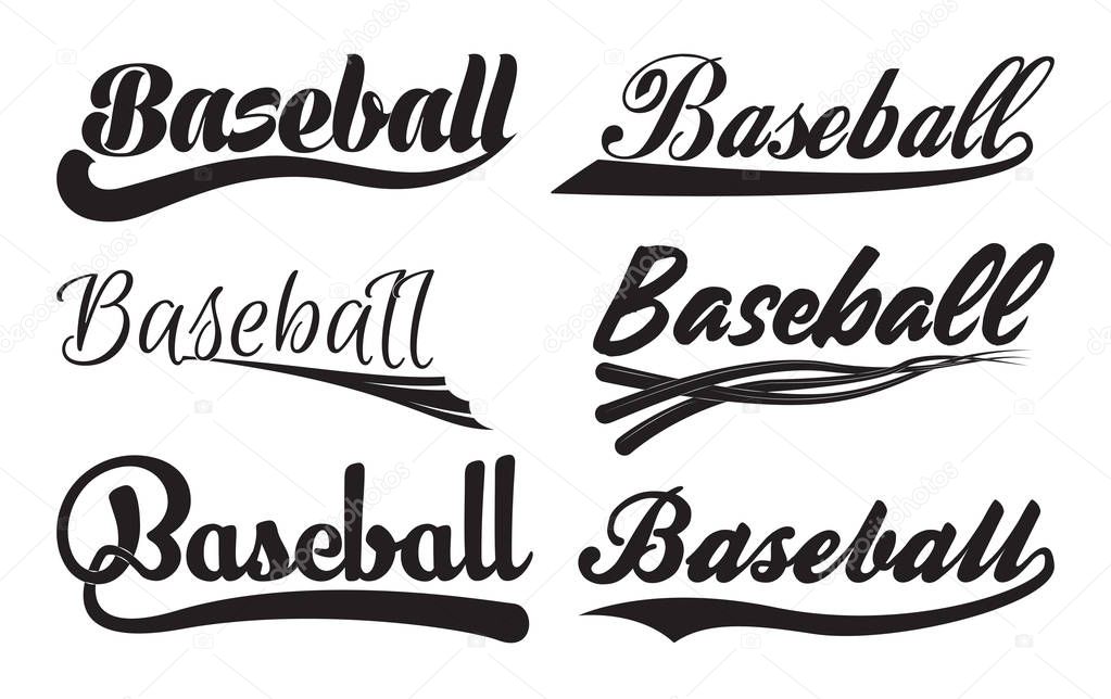 Inscription Baseball with swooshes