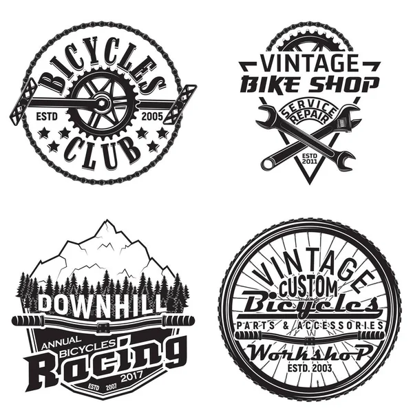 Conjunto Diseños Logotipo Club Bicicletas Vintage Sellos Impresión Grange Ciclistas — Archivo Imágenes Vectoriales