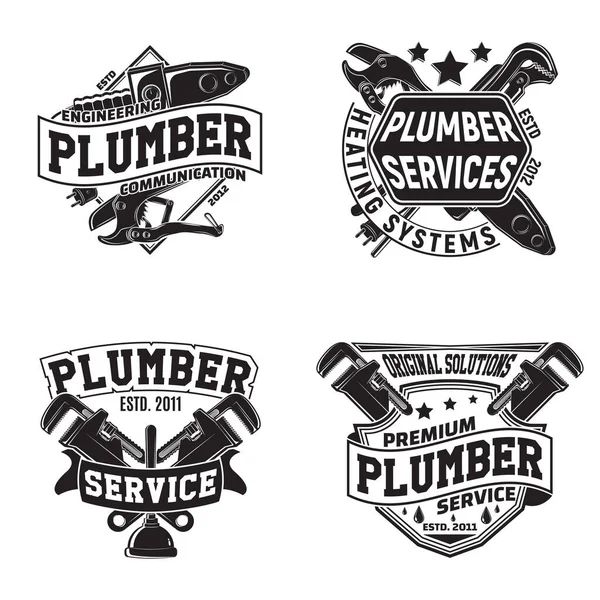 Set Disegni Grafici Con Logo Vintage Timbri Stampa Emblemi Tipografici — Vettoriale Stock