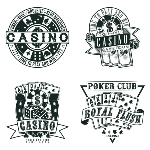 Conjunto Diseños Logotipo Casino Vintage Sellos Impresión Grange Emblemas Creativos — Archivo Imágenes Vectoriales