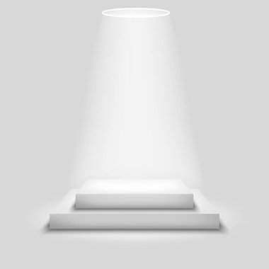 Gri arkaplanda boş kare sahne podyumu