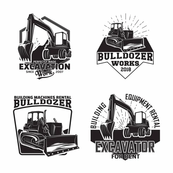Conjunto de projeto emblemas de trabalho de escavação — Vetor de Stock