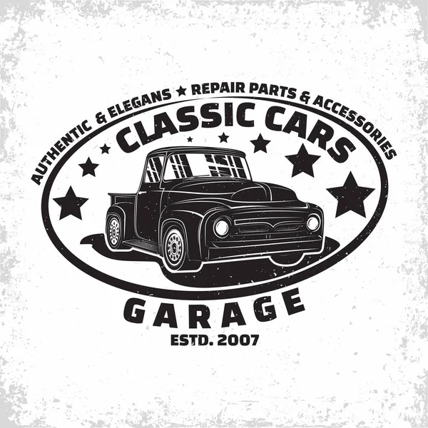 Vintage carros garagem emblema —  Vetores de Stock