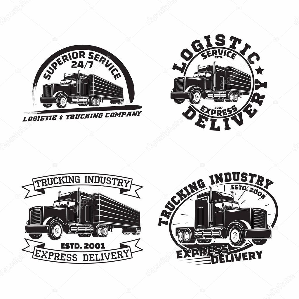 Set of trucking company vintage emblem designs