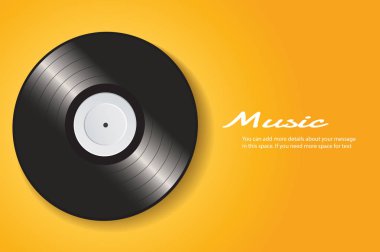 Vinil kaydı ile sarı kapak mockup arka plan vektör