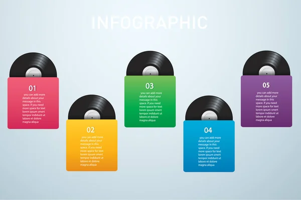 Schallplatte Mit Cover Attrappe Infografik Hintergrundvektor — Stockvektor