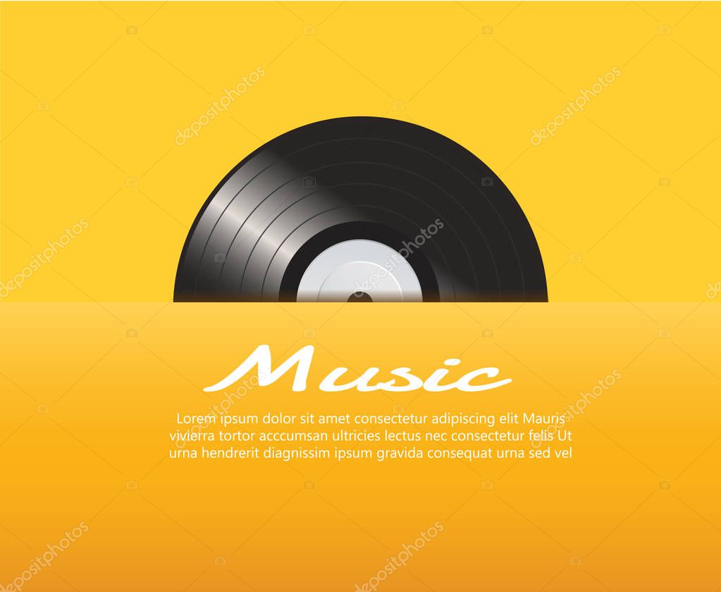 Vinyl record with yellow cover mockup  background vector