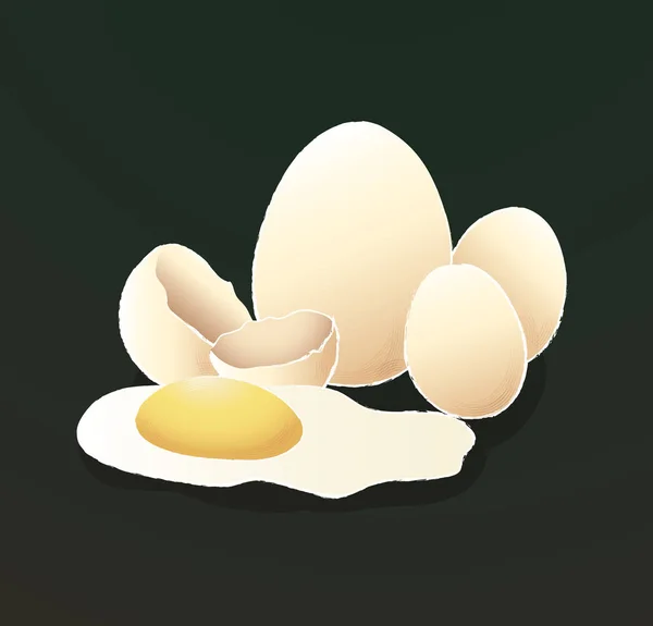 Яйца Изолированные Черным Фоном Векторной Иллюстрацией — стоковый вектор