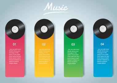 Vinil kaydı ile kapak mockup Infographic arka plan vektör